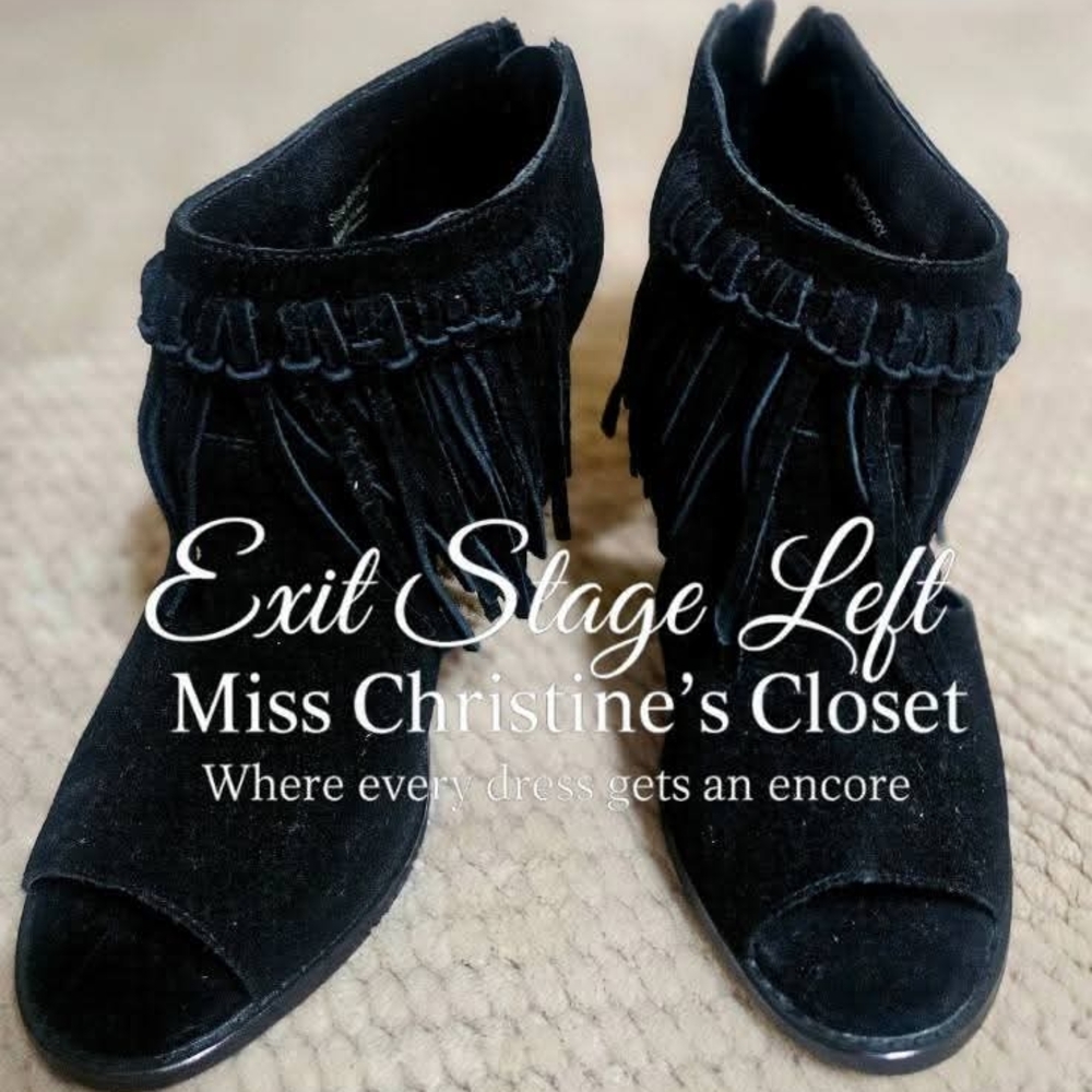 Sbicca Black Fringe Ankle Booties